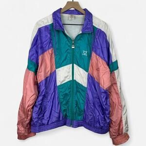 Vintage retro leopard colorblock windbreaker